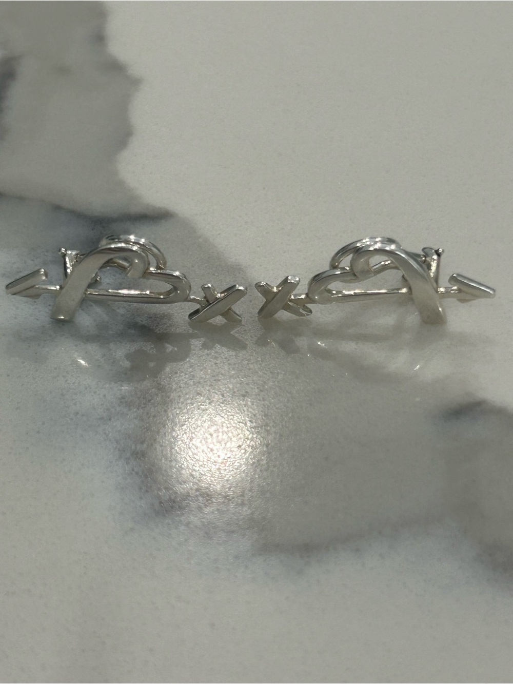 Tiffany & Co. Silver Heart Arrow Hoop Earring